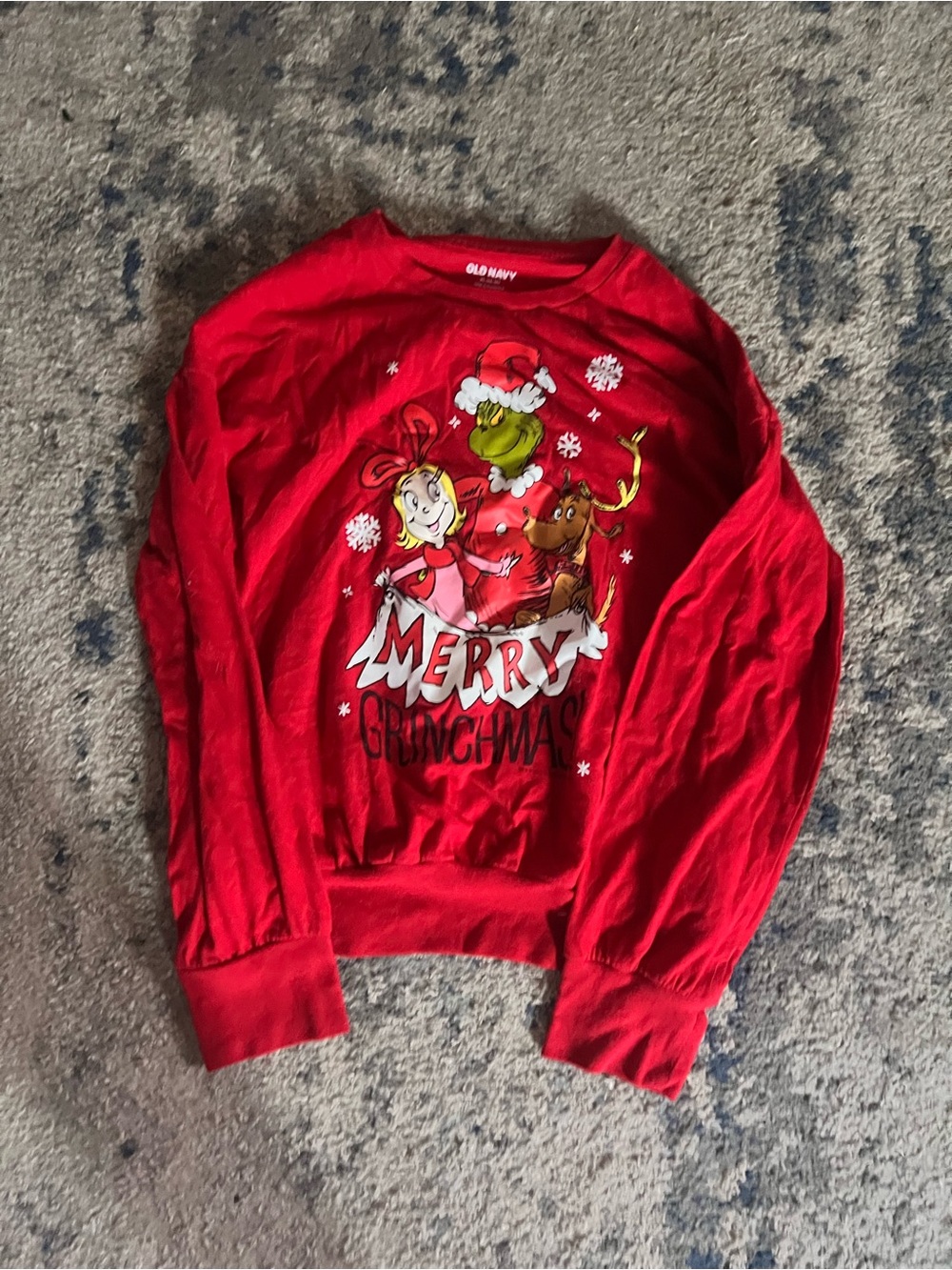 Old Navy Red Grinch "Merry Grinchmas" Kids Holiday Sweatshirt